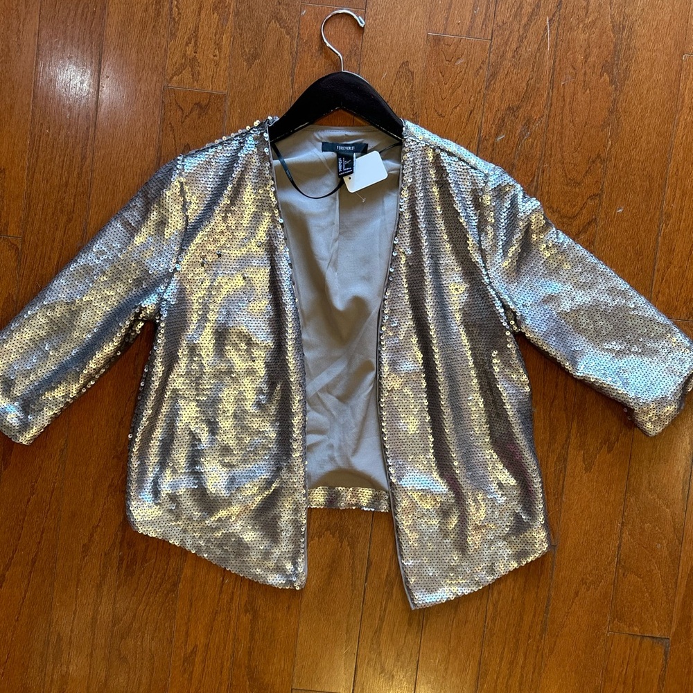 Forever 21 silver jacket size small (shirt NOT included) price $36